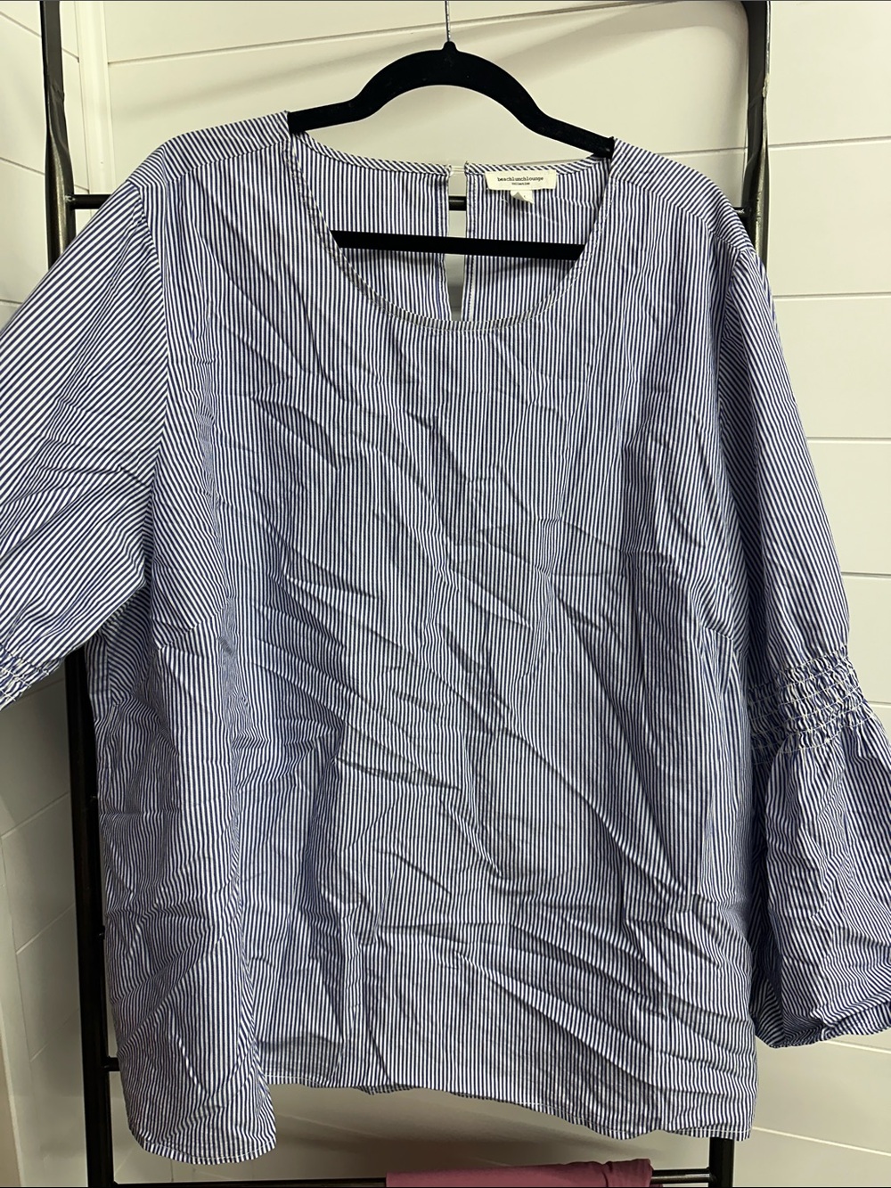 beachlunchlounge Blue and White Pinstripe Tunic Blouse